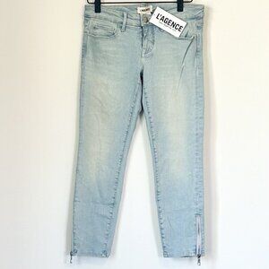 NWT L'Agence Emmanuelle Light Wash Cropped Skinny Jean Zipper Hem - Size: 25